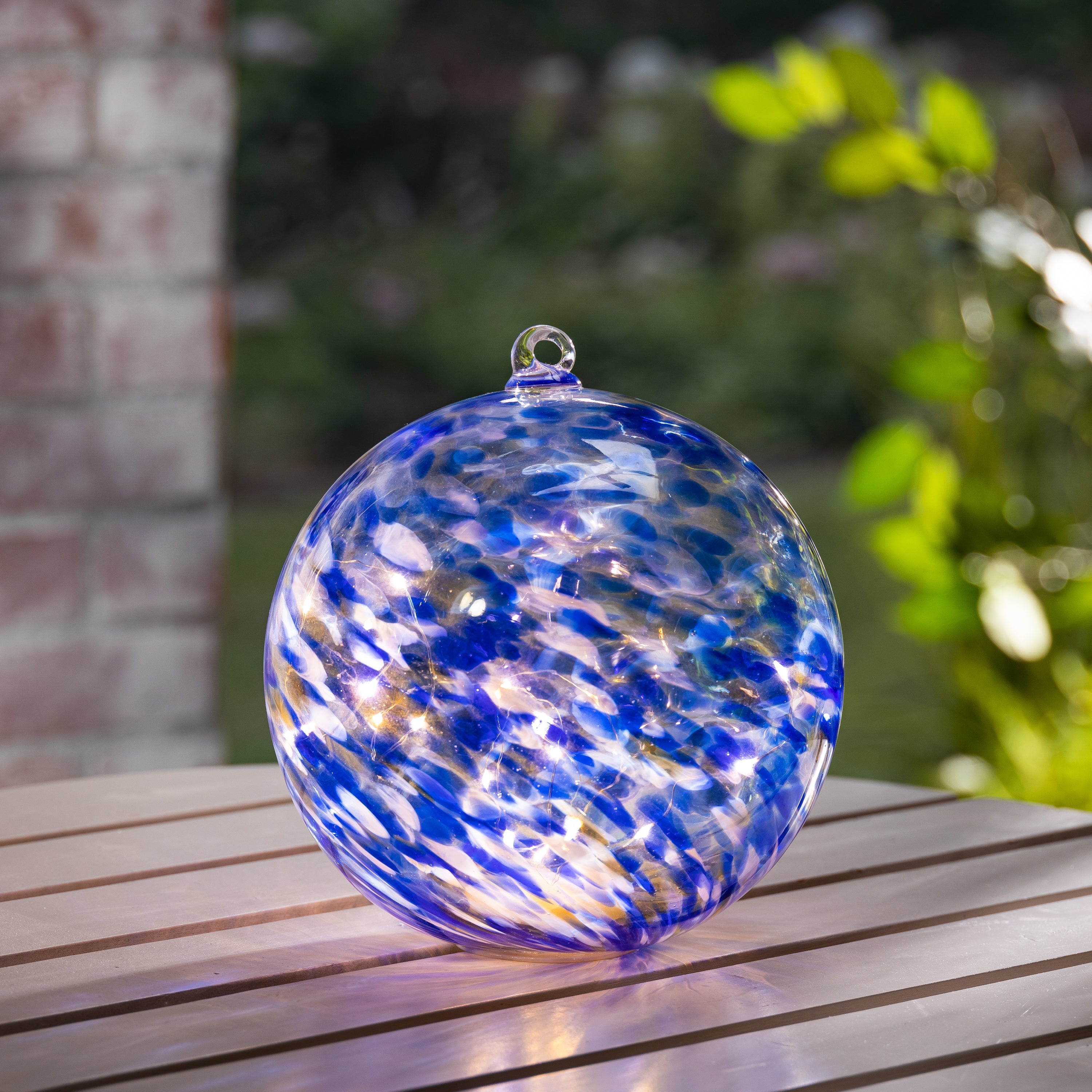 8 Inch Blue Elegant Illuminating Hand Blown Glass Sphere